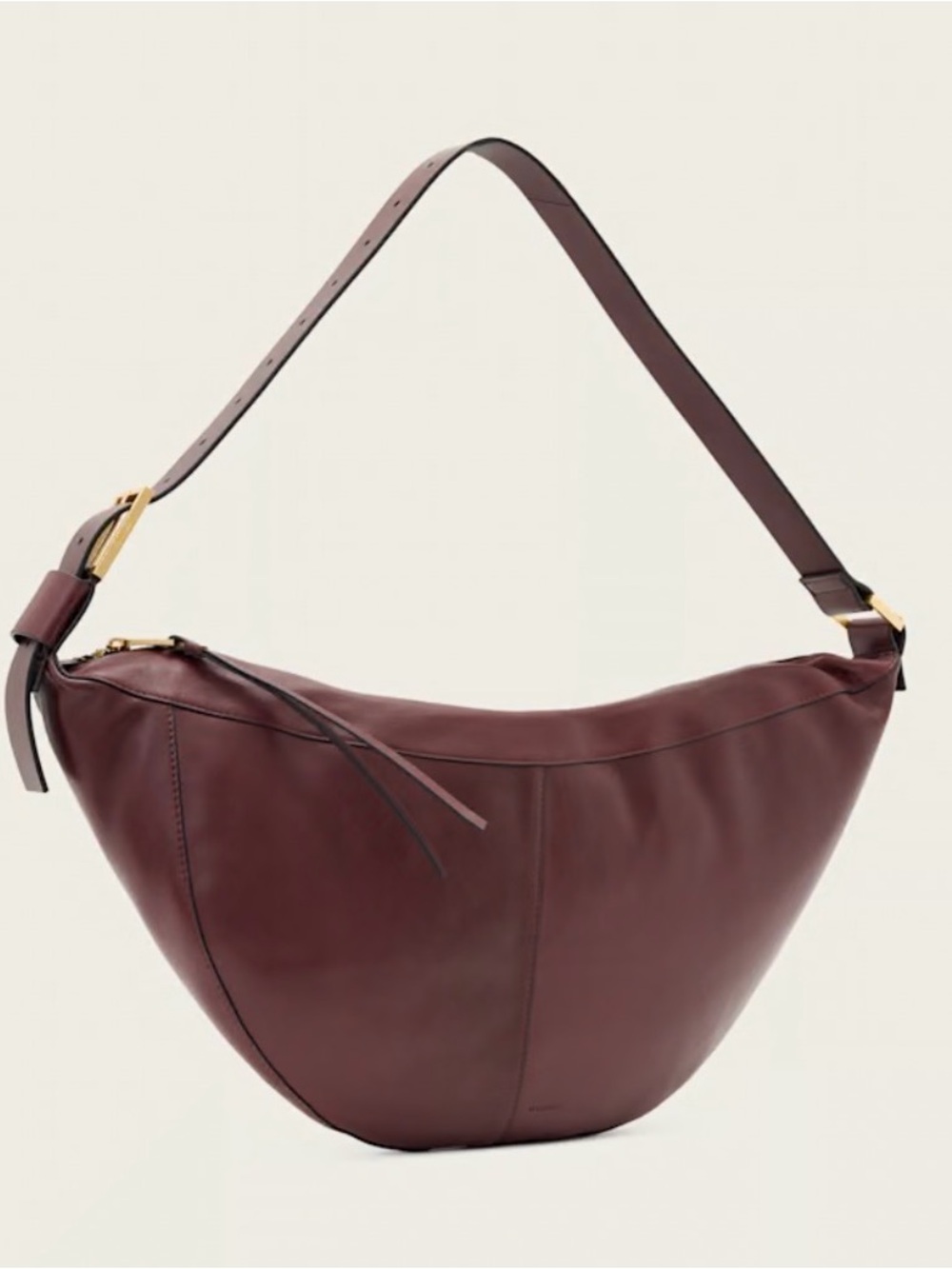 Allsaints Luna Leather Slouchy Shoulder Bag Burgundy (dark red)